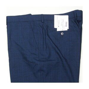 Nautica Men's Blue Plaid Modern Fit Flat Front Dress Pants 41Wx31L E04393